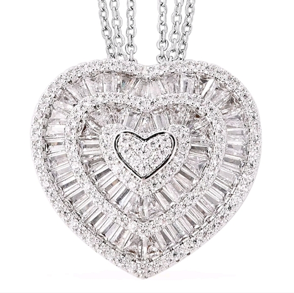 Cz triple heart pendant with 20" triple chain - Picture 6 of 12